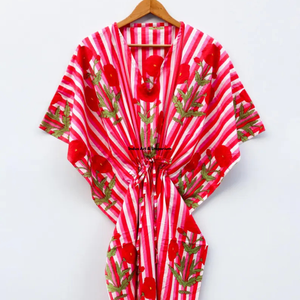 Wholesale Sustainable Hand Block Printed Cotton <b>Kaftan</b> <b>Beach</b> & Party Summer Girls Night Maxi Dress - Product Image 2