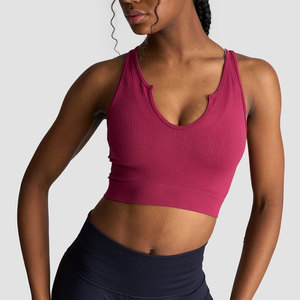 Débardeur tricoté côtelé pour femme, nouveau design, col en V profond, coupe courte, idéal pour la gym et l'entraînement, collection été, vente chaude - Product Image 5