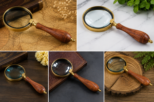 Loupe en métal vintage avec manche en bois, style antique, loupe de lecture portative, décoration de bureau classique, bibliothèque - Product Image 3