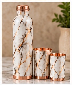 Botella de Agua de Cobre Martillado a Mano con Tapa y 2 Tazas, Juego de Bebederos Metálicos Portátiles Vintage - Product Image 6