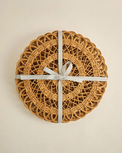 Set de table rond en rotin tressé en spirale, fait main, artistique, naturel, écologique, décoratif, vente en gros, OEM, ODM - Product Image 2