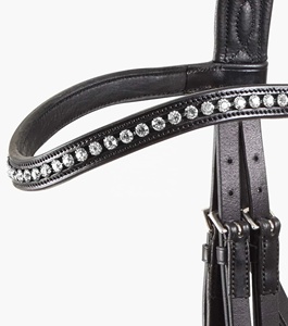 Brida doble ecuestre de carreras con logotipo personalizado, acero inoxidable y cuero occidental duradero con costura elegante, productos para caballos - Product Image 5
