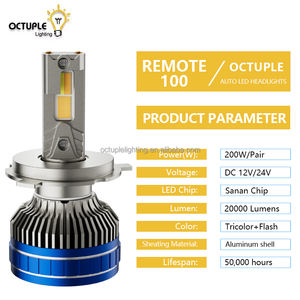 Lampu Mobil LED Remote Control Double Copper Tube 200w 20000LM Tricolor dan Flash Led H7 H11 9005 9006 H4 - Product Image 5