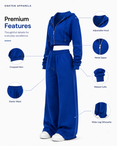 Ensemble de survêtement unisexe bleu à capuche, coupe courte, manches longues, couleur unie, coupe régulière, décontracté, respirant, pour l'été 2 en 1 - Product Image 5