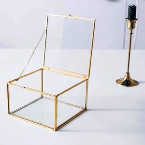 Rectangular Glass Storage Box With Metal Frame For Jewelry Organizers And Decorative Use - Product Image 3