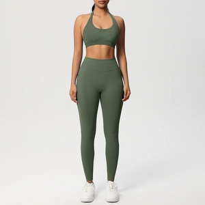 Conjunto de Yoga Sexy de 2 Piezas, Transpirable y Ligero, para Gimnasio y Fitness, con Cintura Alta, Bra y Leggings para Mujer - Product Image 6