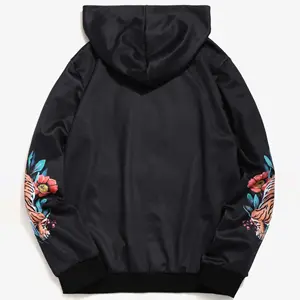 2019 New Arrival Sweater Embroidery Black Men Hoodie With Tiger Print