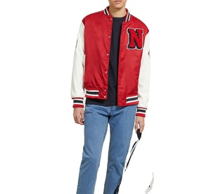 Blouson aviateur en satin personnalisé de haute qualité pour hommes Blouson universitaire mode design brodé en chenille pour hommes - Product Image 3