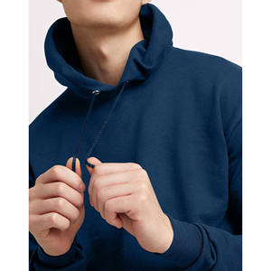 Sweat-shirt à capuche épais en coton bleu surdimensionné style vintage pour homme, idéal pour la course, le hip-hop, l'hiver et les activités de plein air, avec cordon de serrage et broderie 3D - Product Image 5
