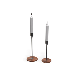 Set of 2 Modern Metal <b>Candlestick</b> <b>Holder</b> with Wooden Base for Home Decoration - Product Image 1