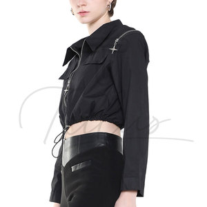 Veste courte en toile pour femme, best-seller automne-hiver, avec fermeture éclair, chaude et décontractée, en polyester/coton - Product Image 3