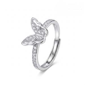 Hallmark 10K Gold Minimal Sparkle Butterfly Ring with Heart Cut Moissanite - Product Image 3
