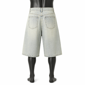 Pantalones Cortos de Mezclilla Holgados para Hombre, Estilo Vintage Lavado, Corte Holgado, Largura hasta la Rodilla, Estilo Urbano, Venta al por Mayor OEM - Product Image 2