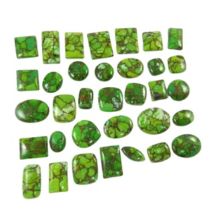 ¡Venta navideña! 34 piezas 100 Gms mezcla cabujón Natural verde cobre turquesa piedras preciosas para la fabricación de joyas - Product Image 2