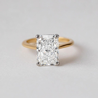 Bague de fiançailles solitaire en or massif 14 carats avec moissanite taille radiant de luxe 4 carats, bijoux fins en gros