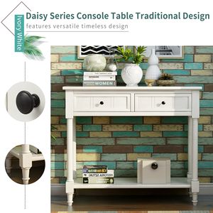 Tavolo Console Serie Daisy dal Design Tradizionale con Due Cassetti e Ripiano Inferiore - Product Image 3