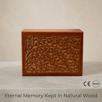 Urna de Madera Premium, Caja Conmemorativa Tradicional Tallada, Contenedor para Cenizas, Estuche de Recuerdo de Madera Natural, Proveedor Mayorista Personalizado