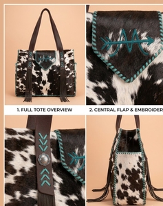 Cowhide Leather Shoulder Bag Fringe Tassel Handbag Flap <b>Purse</b> for Daily Use - Product Image 3