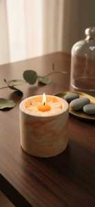Custom Color Ceramic Art <b>Candle</b> Blue Floral Design Soy Wax Scented Minimalist Home Decoration Cylinder Shape Single <b>Wick</b> - Product Image 1