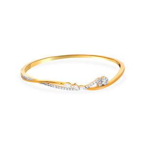 Elegant 14K Yellow Gold Lab Grown Diamond Round Brilliant Cut Women's <b>Bangle</b> <b>Bracelet</b> - Product Image 1
