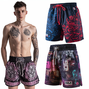 Pantalones Cortos de Boxeo Muay Thai MMA Personalizados para Hombre, Elásticos, Transpirables, Ligeros, con Logotipo Frontal, para Entrenamiento en el Gimnasio - Product Image 1