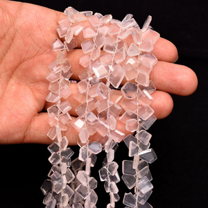 AAA+ Quartz 6x8mm-7x10mm Faceted Nugget Beads Natural Pink Rose Quartz Semi Precious Gemstone Step Cut Tumbled Beads For Jewelry - Product Image 2