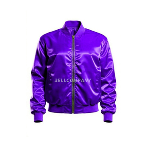 Chaqueta Varsity Roja de Satén Personalizada para Hombre, Chaqueta Bomber Informal de Color Sólido, Corte Regular - Product Image 4