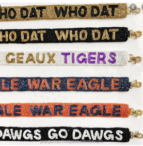 Creative for Dat Geaux Tigers War Eagle Go Dawgs <b>Strap</b> Handmade Embroidery Custom Durable <b>Shoulder</b> Belt Stylish Beaded Purse Bag - Product Image 1