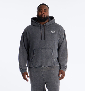 Nouveau Hoodie Vintage Gris Délavé à l'Acide pour Homme, Qualité Printemps-Automne, 420 g/m², Effet Soleil, Vente en Gros 2026 - Product Image 1