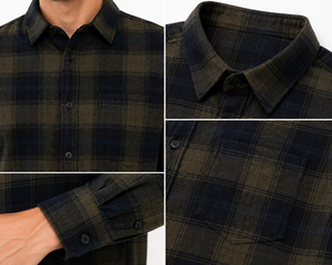 Reinforced Stitching <b>Men</b> <b>Flannel</b> <b>Shirt</b> 100% Cotton Breathable Vintage Inspired Outdoor Workwear Stylish Durable Button Formal - Product Image 6