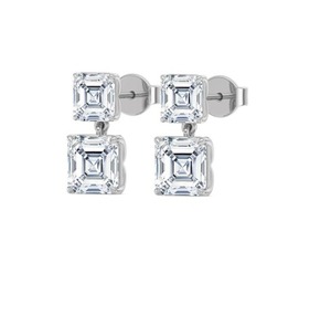 Pendientes Clásicos con Diamantes Cultivados en Laboratorio, Corte Asscher, 6.00 CTW, en Oro Rosa de 9K - Product Image 4