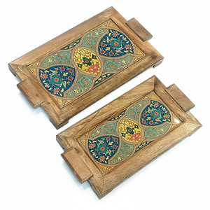 Premium Wooden Serving Tray Printed Decorative <b>Kitchen</b> Tray for Tea Coffee Snacks Breakfast - Product Image 2