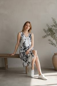 Floral Print Sleeveless O-Neck Rayon Plus Size Natural Waist Beach Ankle-Length <b>Loose</b> Casual Summer Women's <b>Dress</b> - Product Image 2