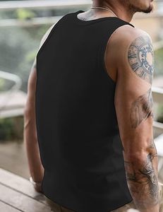 Débardeur noir en coton compressé de haute qualité, séchage rapide, pour la gym et l'entraînement, gilet côtelé pour usage décontracté - Product Image 3