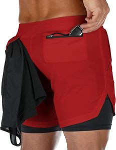 Custom Logo Men's Double <b>Layer</b> Blank Sports Athletic Workout Running Gym Shorts With Liner Breathable 2 In 1 Activewear Shorts - Product Image 3