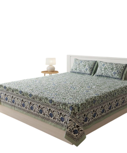 Hand Block Print Cotton Bedsheet Ethnic Floral Indian <b>Bedding</b> for Home Decor for Best Price - Product Image 3