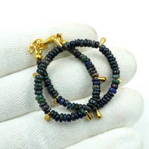 HAYAAT GEMS Natural Black Ethiopian Opal Welo <b>Fire</b> Luxury Beads Bracelet Roundel Beads Anniversary Gift for Unisex - Product Image 2