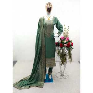 Top de Satén de Diseñador con Pent y Dupatta, Decorado con Moti, Sin Bordados - Product Image 5