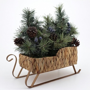 Water hyacinth sleighs santa sleigh <b>basket</b> for <b>small</b> essentials storage & christmas decorations - Product Image 2