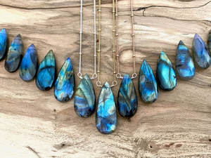Collier pendentif goutte d'eau en labradorite naturelle, bijoux en cristal de guérison, prix de gros - Product Image 4