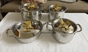 Mirror Polish Hammered Stainless Steel Stockpot Skillet Eco-Friendly Gas Induction Ready Casserole Pots Gold-Finish Butterfly - Product Image 3