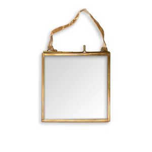 Vintage Style Brass Metal Glass Photo Frame With Hanging Ribbon Elegant Square <b>Wall</b> Decor For Home Office Wedding Display Frames - Product Image 1