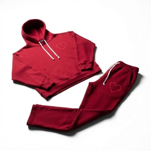 Ensemble sweat à capuche et pantalon de survêtement unisexe en coton épais imprimé, coupe ample, style streetwear hip-hop, écoresponsable, collection hiver 2025 - Product Image 5