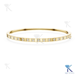 Brazalete de Diamantes Cultivados en Laboratorio con Oro Alternado de 14K, Oro Sólido, Joyería Fina Unisex Minimalista, Regalo para Fiestas - Product Image 1