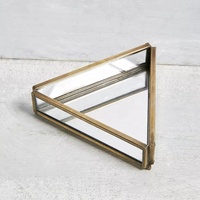 Plateau de rangement et de service multifonctionnel en verre et laiton de forme triangulaire, style luxe moderne, pour décoration de mariage et de maison