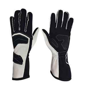 Gants de course à doigts entiers en cuir, design antidérapant à panneaux, pour la conduite en extérieur, unisexe, fermeture à cordon - Product Image 1