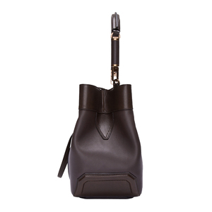 Royaa High Quality Genuine Leather Fashion Stylish Bucket Evening Bag Turn Lock Handle <b>Metal</b> Ceramic Handles 2L Capacity - Product Image 3