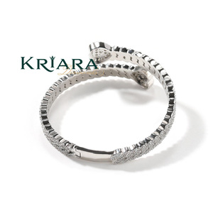 Heart Cut Moissanite 925 <b>Silver</b> Rhodium Plated <b>Bangle</b> Women's Luxury <b>Bracelet</b> Micro Insert Design - Product Image 4