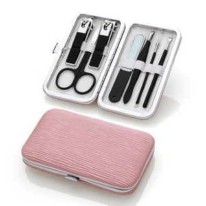 Hot Selling Custom <b>Manicure</b> Pedicure <b>Kit</b> 5 1 Durable Stainless Steel Nail Clipper Scissor File Portable Luxurious Style Bag - Product Image 5