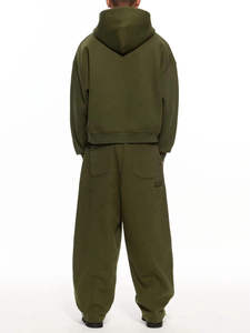 Men Y2K Oversized <b>Hoodie</b> 100% 450 <b>Gsm</b> Cotton Men's Baggy Plain Heavy Zip up <b>Hoodie</b> and Baggy Sweatpants Tracksuit Set - Product Image 3
